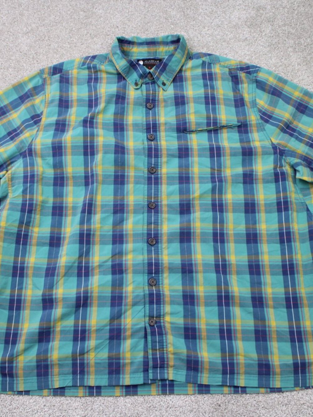 Alaskan Hardgear Borealis Shirt Mens 2XLT XXL-Tall Green/Blue Plaid Short Sleeve